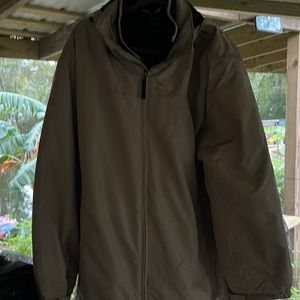 Tan thick jacket double zipper